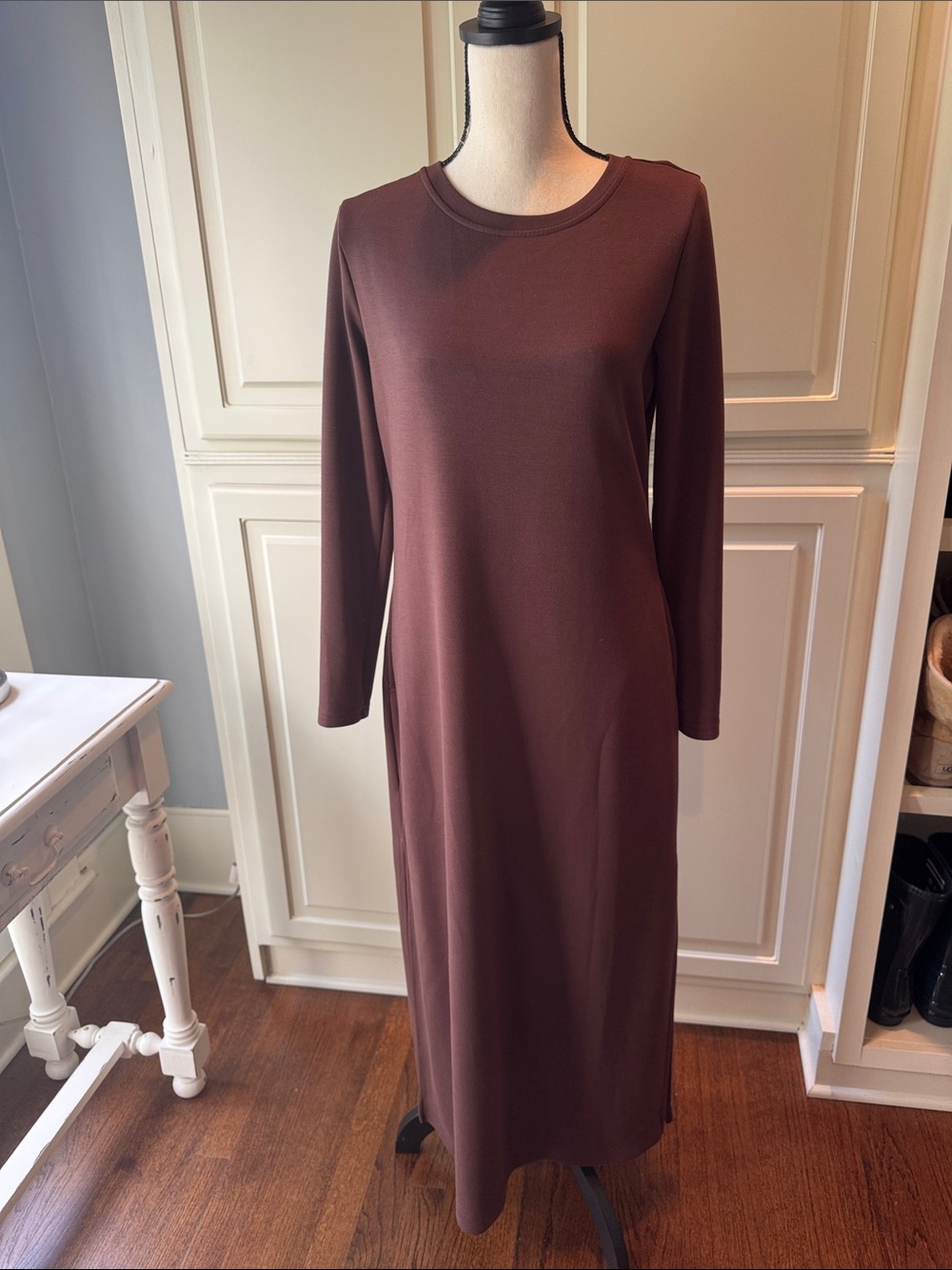 Classic Long Sleeve Brown Maxi Dress